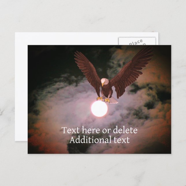 Bald Eagle Full Moon Fantasy Personalised  Postcard (Front/Back)