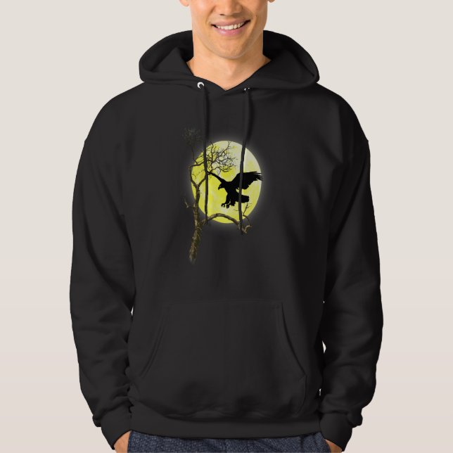 Bald Eagle Full Moon Light Nature Bird Watching Hoodie (Front)