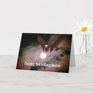 Bald Eagle Full Moon Personalised Birthday  Card