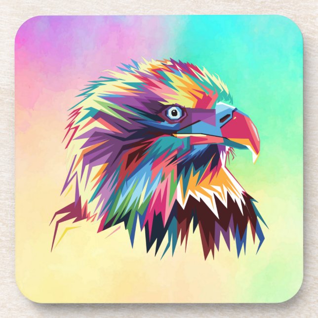 Bald Eagle Geometric Prismatic Design-80590 Coaster (Front)