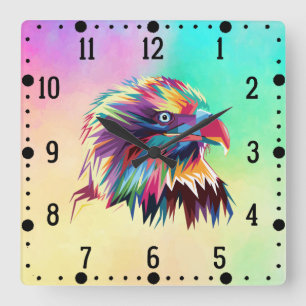 Bald Eagle Geometric Prismatic Design-80590 Square Wall Clock