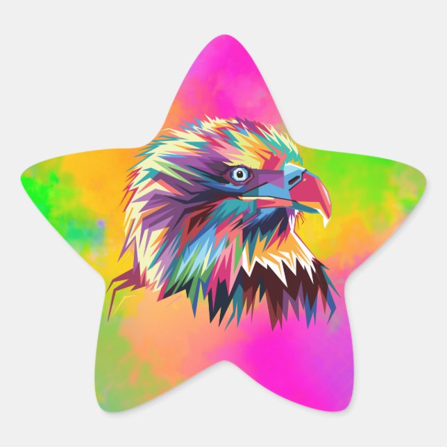 Bald Eagle Geometric Prismatic Design-80590 Star Sticker (Front)
