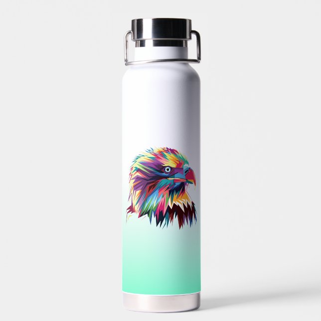 Bald Eagle Geometric Prismatic Design-80590 Water Bottle (Back)