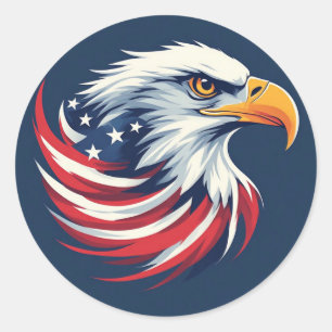 Bald Eagle Gift for Him – USA Patriotic Artwork Classic Round Sticker