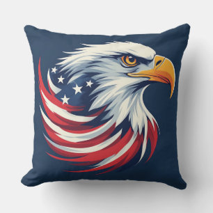Bald Eagle Gift for Him – USA Patriotic Artwork Cushion
