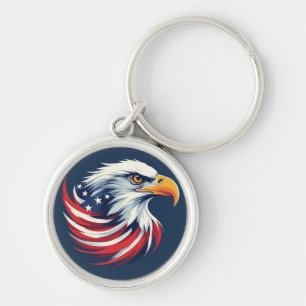 Bald Eagle Gift for Him – USA Patriotic Artwork Key Ring