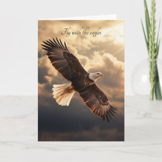Bald Eagle Golden Sunrise Inspirational Quote Holiday Card