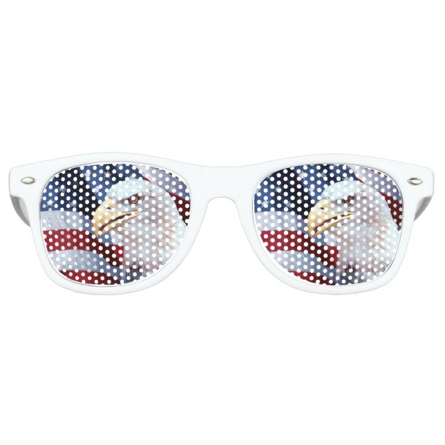 bald Eagle head American flag Fourth of July Retro Sunglasses (Front)
