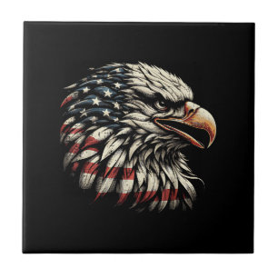 Bald Eagle Head American Flag USA Patriotic Men Wo Ceramic Tile