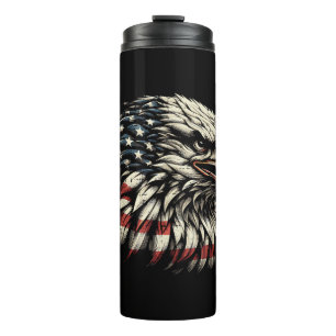 Bald Eagle Head American Flag USA Patriotic Men Wo Thermal Tumbler