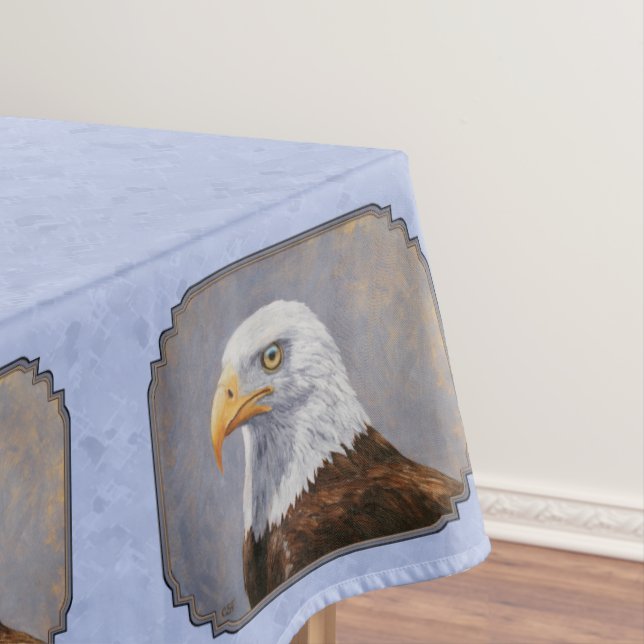 Bald Eagle Head Blue Tablecloth (In Situ)