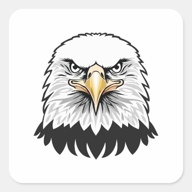 Bald eagle head square sticker (Front)