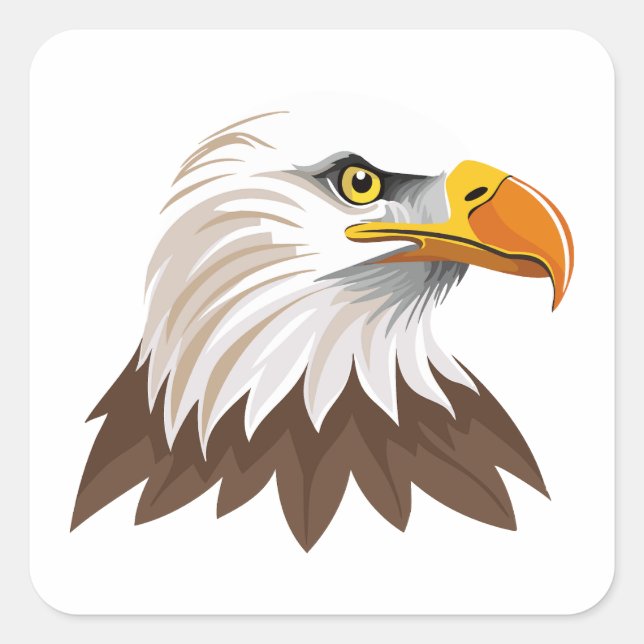 Bald eagle head square sticker (Front)