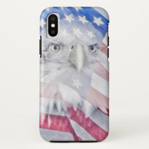 Bald Eagle Head & the American Flag I iPhone X Case