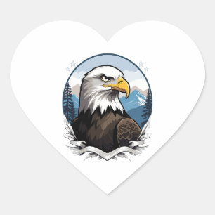 Bald Eagle Heart Sticker