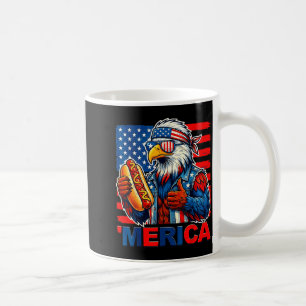 Bald eagle hotdog american flag funny 4th of july coffee mug