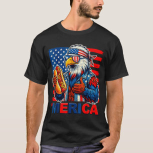 Bald eagle hotdog american flag funny 4th of july T-Shirt