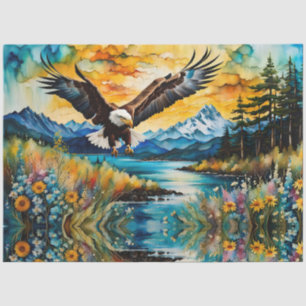 Bald Eagle Hunting in wildflowers Tissue Paper