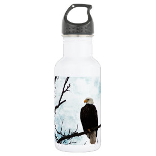 Bald Eagle in a Tree With Blue Sky and Clouds 532 Ml Water Bottle