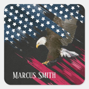 Bald Eagle in American Flag Abstract  Square Sticker