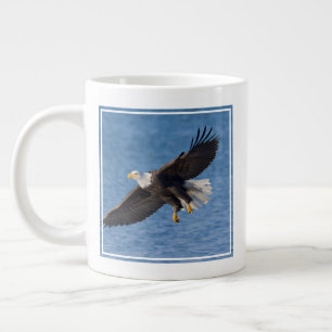 Bald eagle in flight large coffee mug