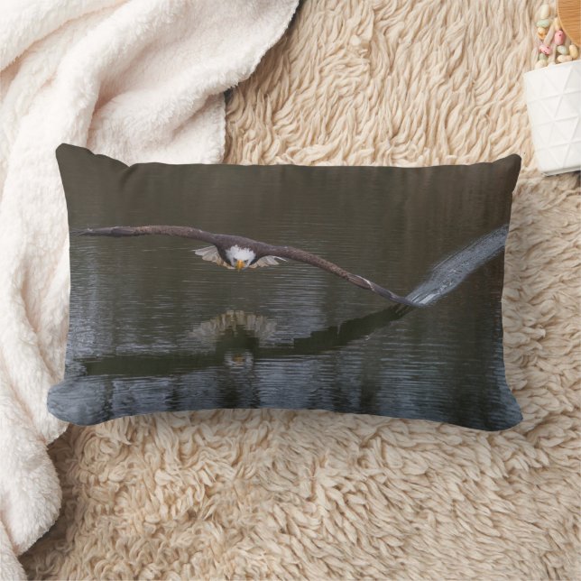 Bald Eagle in Flight Lumbar Cushion (Blanket)