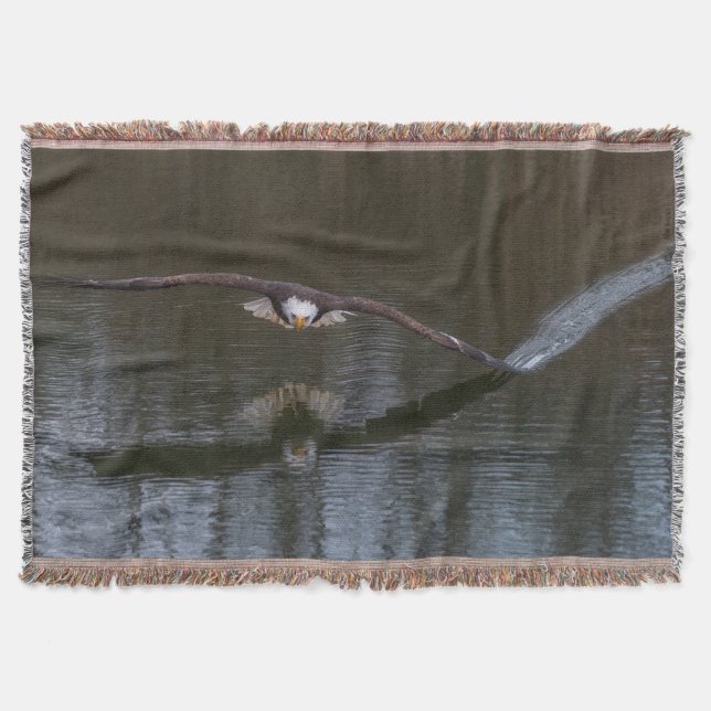Bald Eagle in Flight Throw Blanket (Front)
