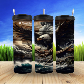 Bald Eagle in Stormy Night Thermal Tumbler