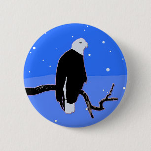 Bald Eagle in Winter - Original Wildlife Art 6 Cm Round Badge