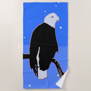 Bald Eagle in Winter - Original Wildlife Art Beach Towel