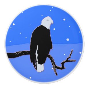 Bald Eagle in Winter  - Original Wildlife Art Ceramic Knob