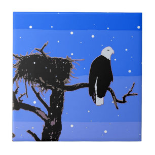 Bald Eagle in Winter  - Original Wildlife Art Ceramic Tile