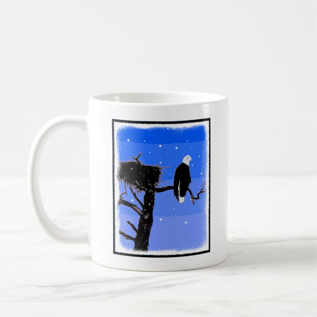 Bald Eagle in Winter  - Original Wildlife Art Coffee Mug (Left)