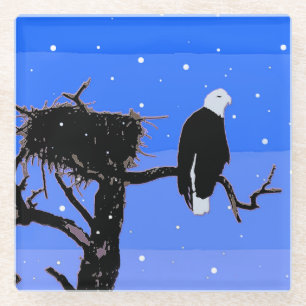 Bald Eagle in Winter - Original Wildlife Art Glass Coaster