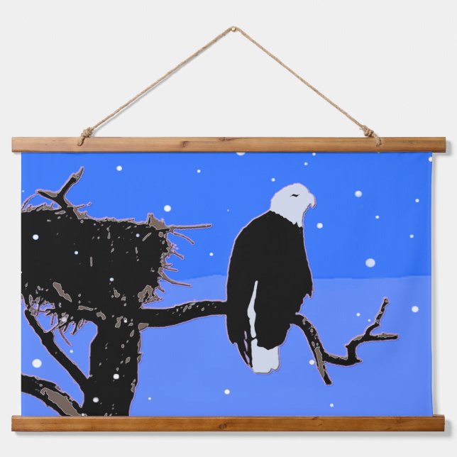 Bald Eagle in Winter  - Original Wildlife Art Hanging Tapestry (Front)