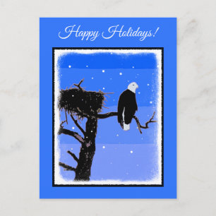 Bald Eagle in Winter  - Original Wildlife Art Holiday Postcard