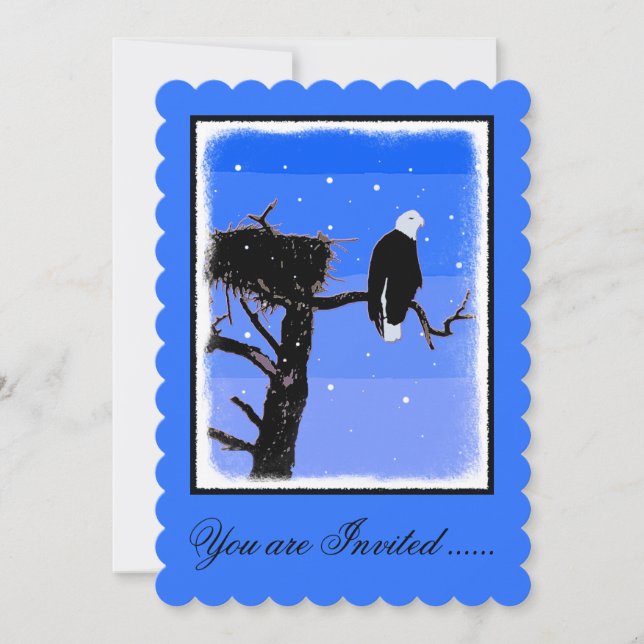 Bald Eagle in Winter  - Original Wildlife Art Invitation (Front)