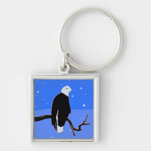 Bald Eagle in Winter - Original Wildlife Art Key Ring