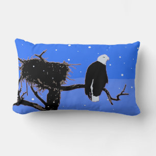Bald Eagle in Winter  - Original Wildlife Art Lumbar Cushion