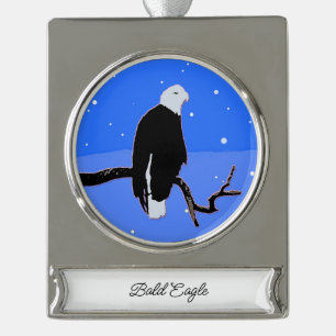 Bald Eagle in Winter  - Original Wildlife Art Silver Plated Banner Ornament