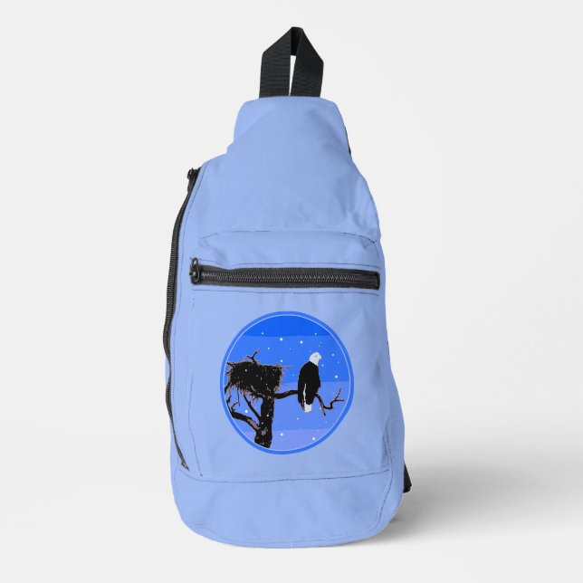 Bald Eagle in Winter  - Original Wildlife Art Sling Bag (Front)