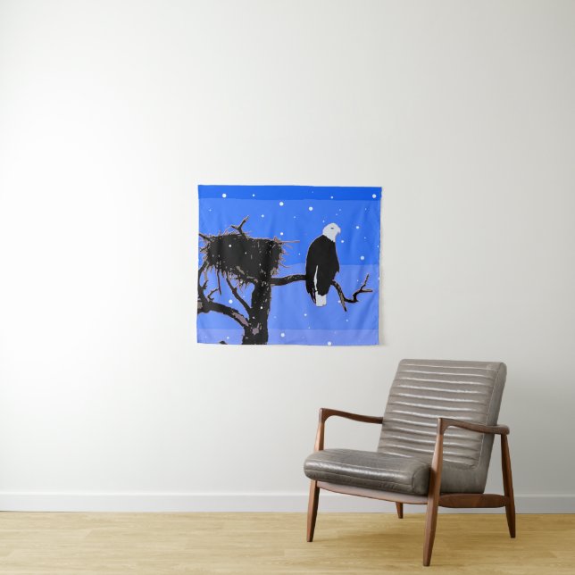 Bald Eagle in Winter  - Original Wildlife Art Tapestry (In Situ (Horizontal))