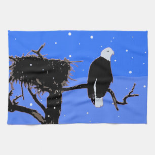 Bald Eagle in Winter - Original Wildlife Art Tea Towel