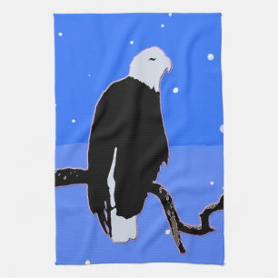 Bald Eagle in Winter  - Original Wildlife Art Tea Towel