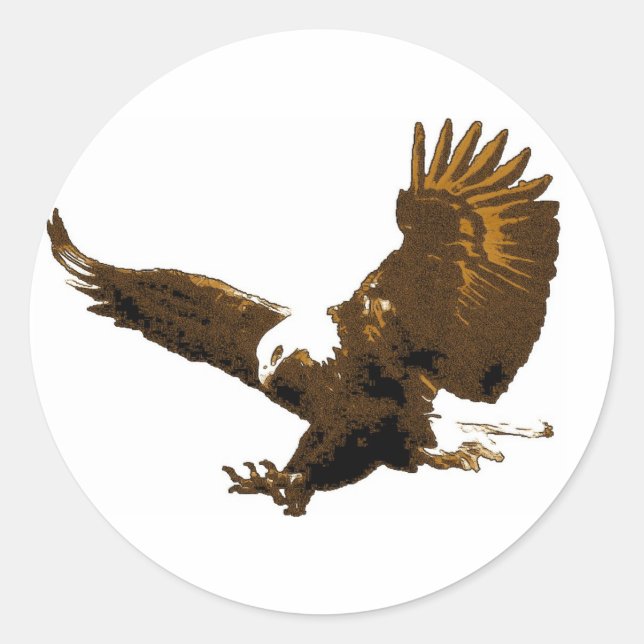Bald Eagle Landing Round Stickers (Front)