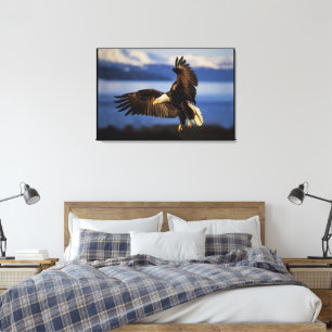 Bald Eagle Landing Wrapped Canvas Print