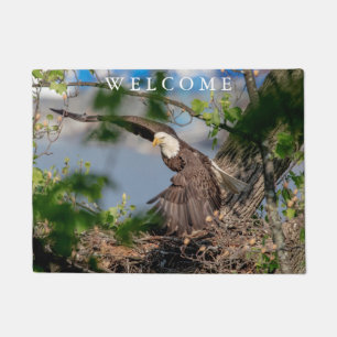Bald Eagle leaving the nest Doormat