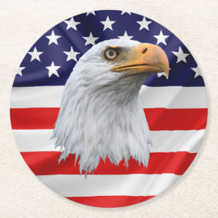 Bald Eagle lovely patriotic gift Round Paper Coaster