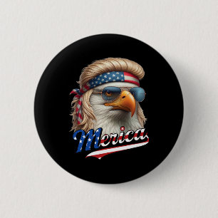Bald Eagle Merica 4th July Eagle Blonde Mullet Fun 6 Cm Round Badge