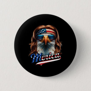 Bald Eagle Merica 4th July Eagle Mullet Funny Man 6 Cm Round Badge